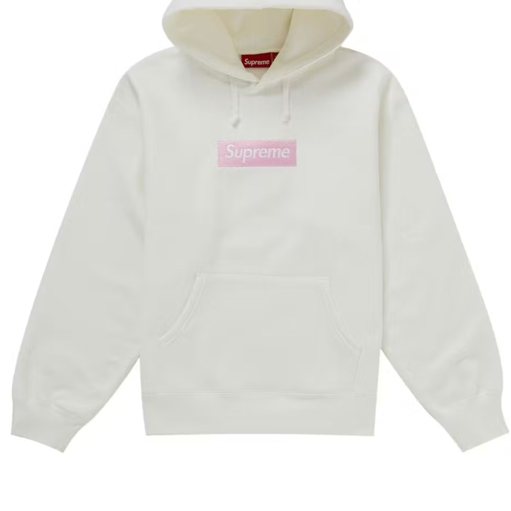 Supreme FW25 Hooded Sweatshirt White Pink Size L - Picture 4 of 4